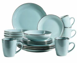 Die moderne Hausfrau Kombiservice, Steinzeug METALLIC RIM Blau