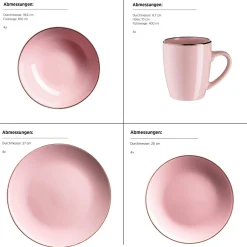 Die moderne Hausfrau Kombiservice, Steinzeug METALLIC RIM Rosa