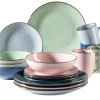 Die moderne Hausfrau Kombiservice, Steinzeug METALLIC RIM Rosa,Mint,Blau,Dunkelblau