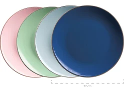 Die moderne Hausfrau Kombiservice, Steinzeug METALLIC RIM Rosa,Mint,Blau,Dunkelblau