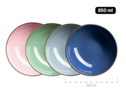 Die moderne Hausfrau Kombiservice, Steinzeug METALLIC RIM Rosa,Mint,Blau,Dunkelblau