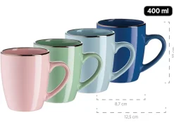 Die moderne Hausfrau Kombiservice, Steinzeug METALLIC RIM Rosa,Mint,Blau,Dunkelblau