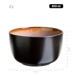 Die moderne Hausfrau Kombiservice, Steinzeug Teona 4 x Speisteller, 4 x Suppenteller, 4 x Dessertteller, 4 x Müslischüssel, 4 x Kaffeebecher