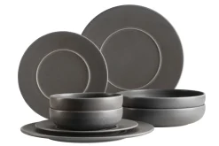 Die moderne Hausfrau Kombiservice, Steinzeug Unico Grau