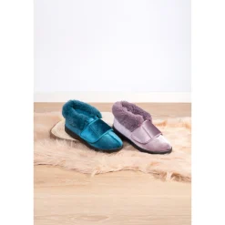 Damen Die moderne Hausfrau Kuschel-Kletthausschuh 