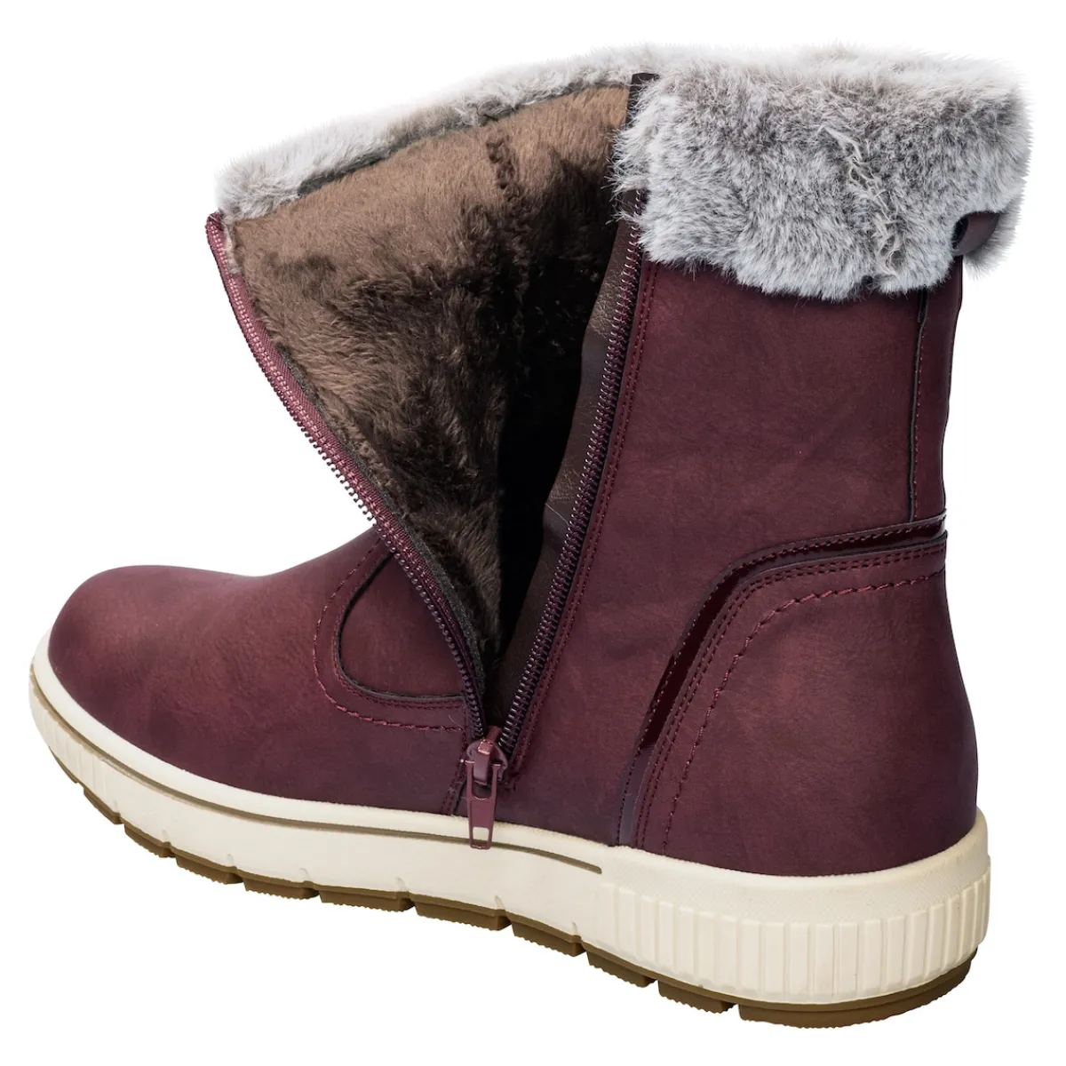 Damen Die moderne Hausfrau Kuschelstiefel „Florine“ bordeaux