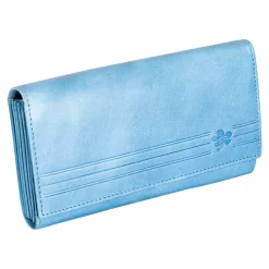 Damen Die moderne Hausfrau Lederbörse „Hibiskus“ hellblau