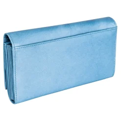 Damen Die moderne Hausfrau Lederbörse „Hibiskus“ hellblau