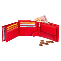 Damen Die moderne Hausfrau Lederbörse „Sicherheitsfach“ mit Initialen rot