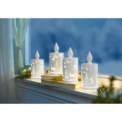 Die moderne Hausfrau LED-Glaskerze, 1 Stück White Christmas