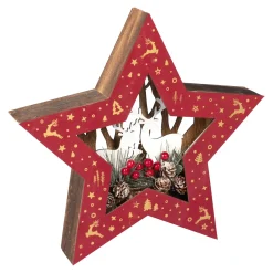 Die moderne Hausfrau LED-Holzdeko „Stern“ rot