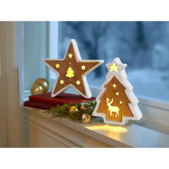 Die moderne Hausfrau LED-Keramik-Dekofigur „Tanne“