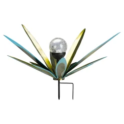 Die moderne Hausfrau LED-Solar-Gartenstecker "Blatt" aquamarin