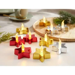 Die moderne Hausfrau LED-Teelichter „Stern“, 4 Stück goldfarben