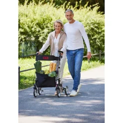 Die moderne Hausfrau Leichtgewicht-Rollator Premium, Aluminium AT51006 + Transporttasche mit Rollen