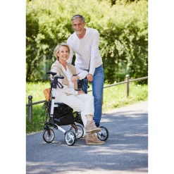 Die moderne Hausfrau Leichtgewicht-Rollator Premium, Aluminium AT51006 + Transporttasche mit Rollen