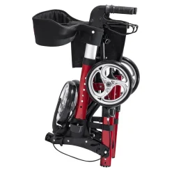 Die moderne Hausfrau Leichtgewicht-Rollator Premium, Aluminium, mit Rückengurt und Tasche - AT51006 rot