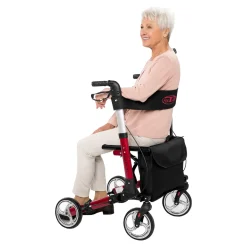 Die moderne Hausfrau Leichtgewicht-Rollator Premium, Aluminium, mit Rückengurt und Tasche - AT51006 rot