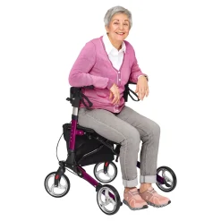 Die moderne Hausfrau Leichtgewicht-Rollator Premium, Aluminium, mit Rückengurt und Tasche - AT51006 lila