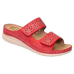 Damen Die moderne Hausfrau Massage-Klettpantolette „Michaela“ rot