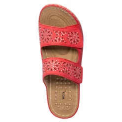 Damen Die moderne Hausfrau Massage-Klettpantolette „Michaela“ rot