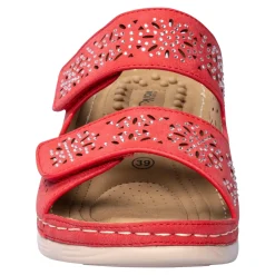 Damen Die moderne Hausfrau Massage-Klettpantolette „Michaela“ rot