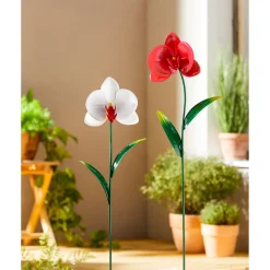 Die moderne Hausfrau Metall-Gartenstecker "Orchidee" weiß