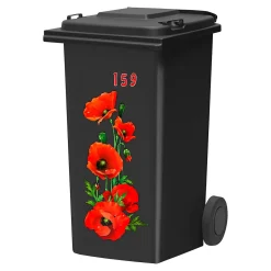 Die moderne Hausfrau Mülltonnen-Aufkleber Mohnblumen