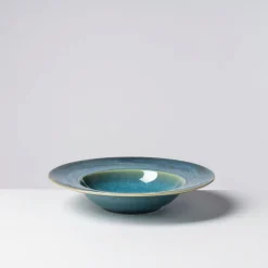 Die moderne Hausfrau Pastateller-Set, Steinzeug TIEFER SEE Blau / Grün