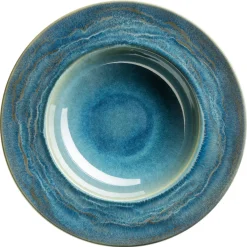 Die moderne Hausfrau Pastateller-Set, Steinzeug TIEFER SEE Blau / Grün