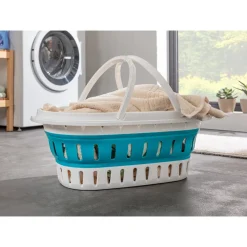 Die moderne Hausfrau Platzspar-Wäschekorb mit Griff, faltbar 14 l