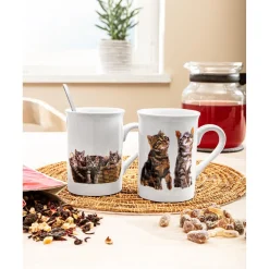 Die moderne Hausfrau Porzellan-Tassen-Set ­„Kätzchen“, 2 Stück je 270 ml
