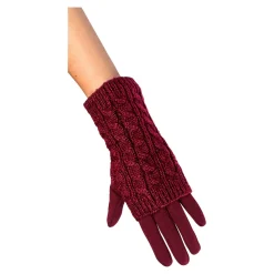 Damen Die moderne Hausfrau Pulswärmer-Handschuh „2 in 1“ bordeaux