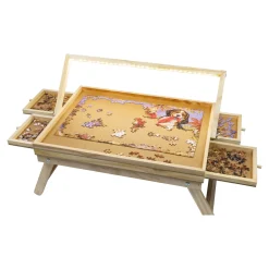 Die moderne Hausfrau Puzzletisch mit Spielbrett-Deckel + LED-Licht für 500 Teile