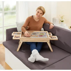 Die moderne Hausfrau Puzzletisch "Premium" mit 4 Schubladen, mit Beinen, klappbar klein für 500 Teile