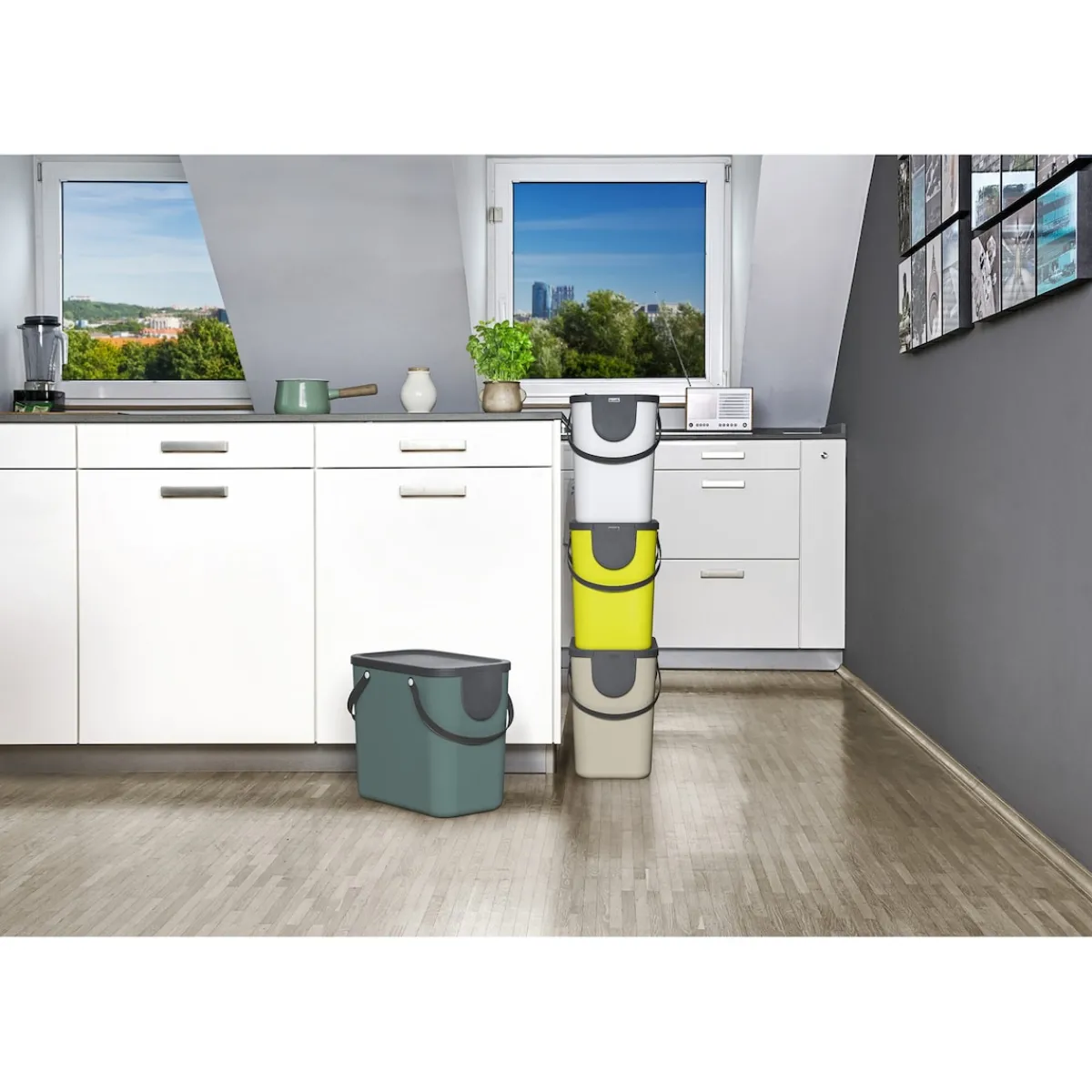 Die moderne Hausfrau Recycling Müllsystem "ALBULA", 25 l beige