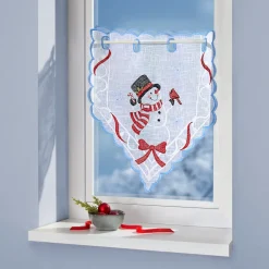 Die moderne Hausfrau Scheibengardine „Schneemann“