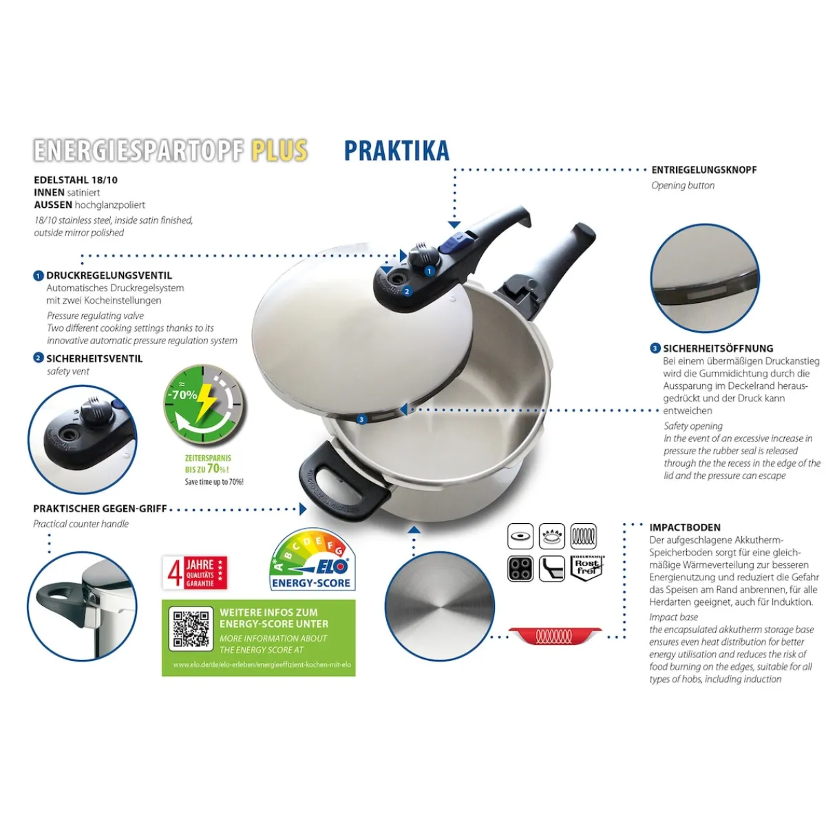 Die moderne Hausfrau Schnellkochtopf "Praktika", 4 l