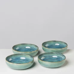 Die moderne Hausfrau Schüssel-Set, Steinzeug TIEFER SEE Blau / Grün