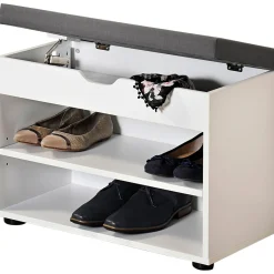 Die moderne Hausfrau Schuhschrank mit Sitzkissen, 2 Fächer weiß