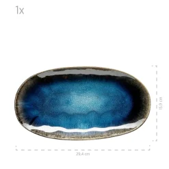 Die moderne Hausfrau Servierplatten-Set, Steinzeug Frozen Blau