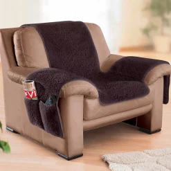 Die moderne Hausfrau Sesselschoner mit Schurwolle braun