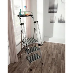 Die moderne Hausfrau Sicherheitsleiter, Trittleiter 3 Stufen mit Handlauf
