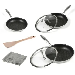 Die moderne Hausfrau SILVERSTAR Edelstahl Pfannen-Set 7-teilig 20/24/28 | mit Deckeln