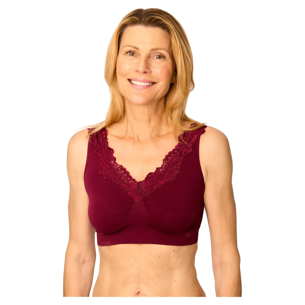 Damen Die moderne Hausfrau Soft-BH mit Spitze „Elegant“ bordeaux