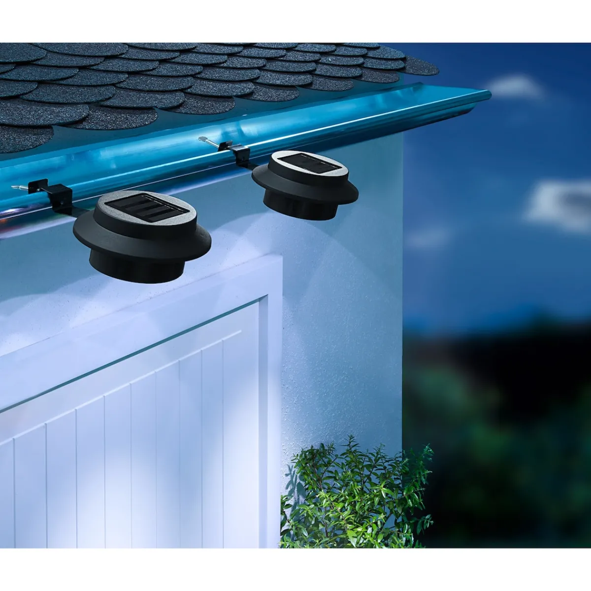 Die moderne Hausfrau Solar-LED-Dachrinnenleuchte „Schwarz“, 2 Stück