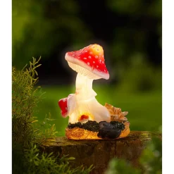 Die moderne Hausfrau Solar-LED-Fliegenpilz im Wald