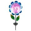 Die moderne Hausfrau Solar-LED-Gartenstecker "Blütenzauber" mit Fiberglas blau