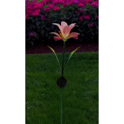 Die moderne Hausfrau Solar-LED-Gartenstecker "Lilie" pink