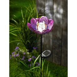 Die moderne Hausfrau Solar-LED-Gartenstecker „Lotusblume“